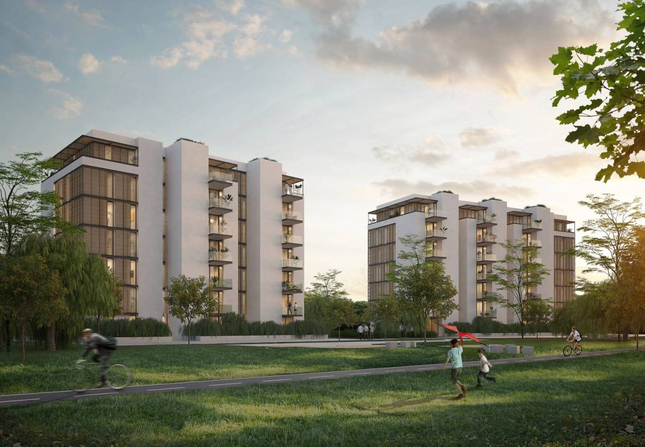 Gello Living, Prato – buildings seen from the park